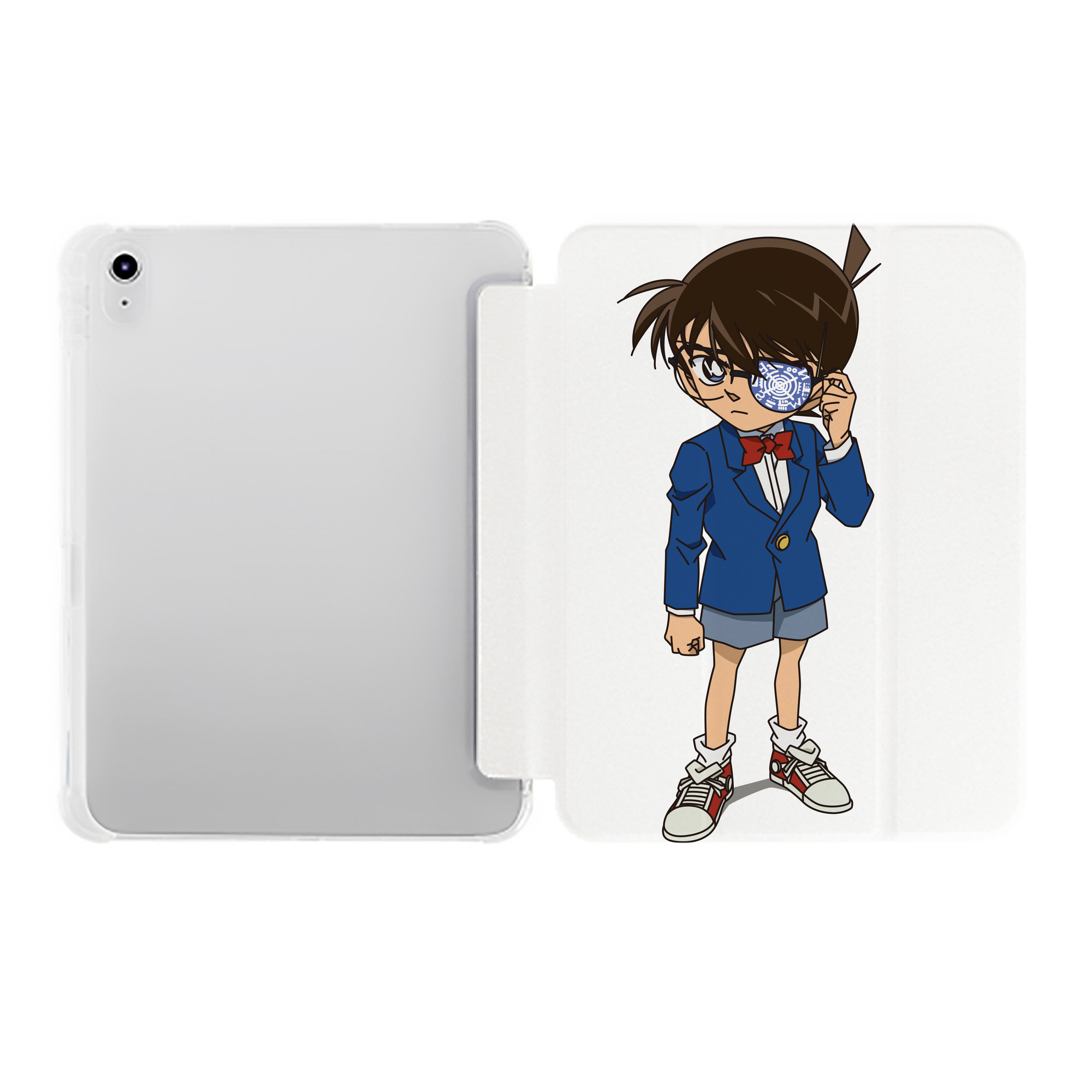 （画像用） 名探偵コナン 江戸川 コナン Detective Conan Conan Edogawa IPad ケース ペン収納付き 三つ折りスタンド PUレザー×シリコン 対応機種9.5/10.5/10.9インチ